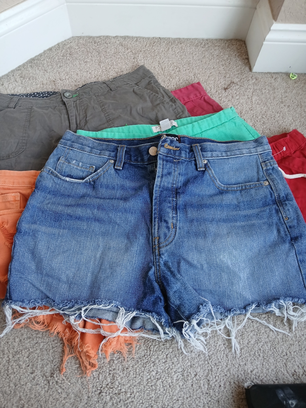 Women's Blue Denim Cutoff Shorts with Frayed Hem